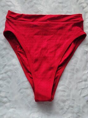 L*Space Red  Bikini Bottom Women's XL Ribbed Swimwear by Revolve NWOT